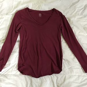 Long-sleeved maroon shirt